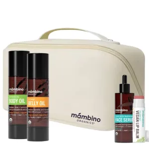 Mambino Organics Bun in the Oven Kit   Free Bag - Pregnancy Skin Care Kit with Belly Oil, Belly Lotion, Lip Balm - Organic Skincare Set for Pregnant Women - 5 Piece Set