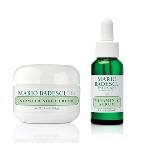Mario Badescu Seaweed Night Cream & Vitamin C Serum Bundle, Hydrating Night Cream   Brightening Serum for Radiant, Youthful Skin, 2-Piece Skincare Set for Moisture, Firmness, and an Even Complexion