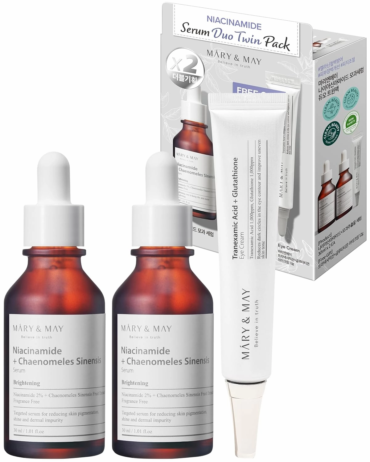 Mary&May Niacinamide Serum Duo Twin Pack (30ml x2 Eye cream12g)