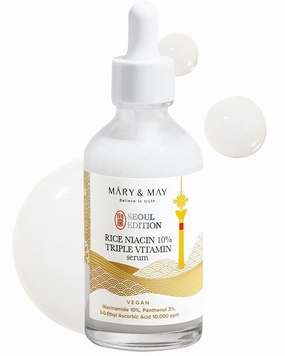 Mary&May SEOUL EDITION Rice Niacin 10% Triple Vitamin Serum - Korean Radiance Serum for Even Skin Tone and Healthy Glow - Niacinamide, and Vitamins - Fragrance-Free, Cruelty-Free, 2.7 fl.oz.