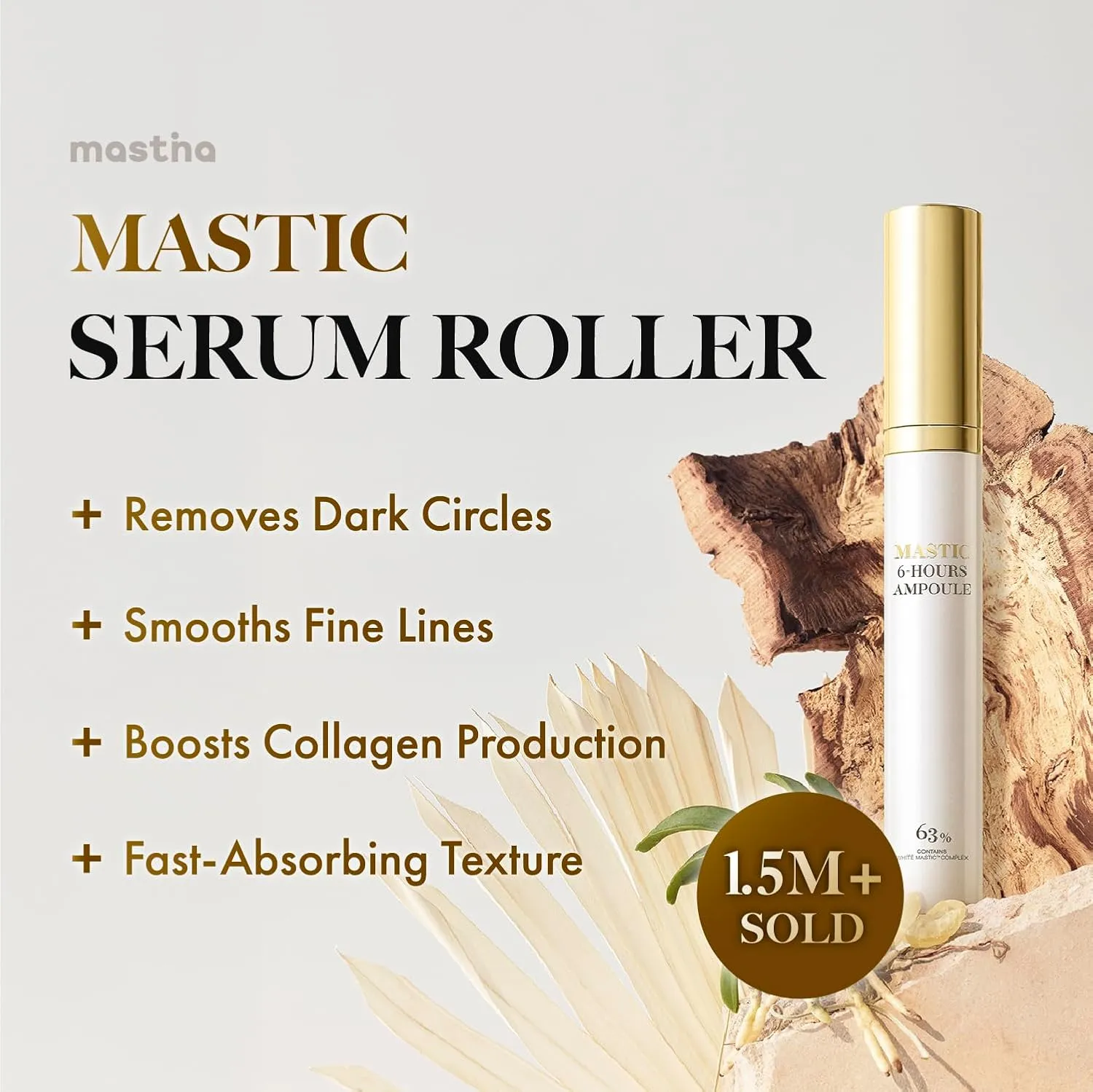 MASTINA Mastic Serum Roller - Dark Circle Remover & Eye Serum for Brighter, Firmer Under Eyes, Korean Skin Care, 0.5 fl oz,White Mastic Complex 63%   Tranexamic Acid 2%   Niacinamide 5%
