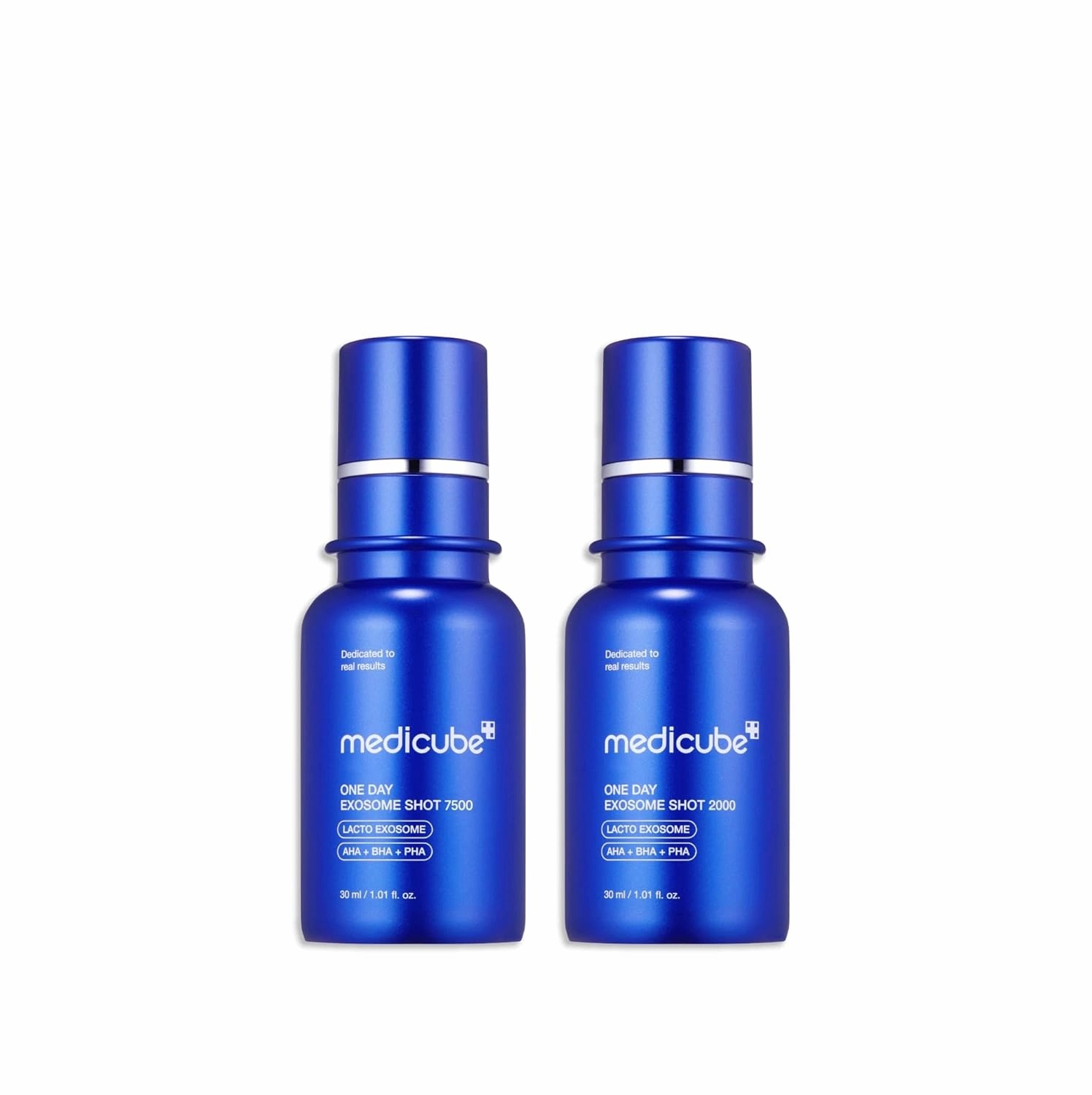 medicube Zero Exosome Shot Duo 2000 & 7500: Spicule Facial Serum | Liquid Skin Booster Serum | Exosome, AHA BHA PHA | Pore Care, Dead Skin Cells, Skin Texture