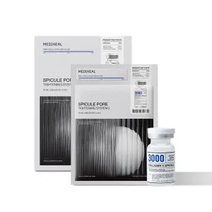 Mediheal Collagen Pore Care System - 10pc Serum & Gel Mask Set with Spicule & Micro Collagen. 2-Step Pore Care with Ampoule & Gel Mask