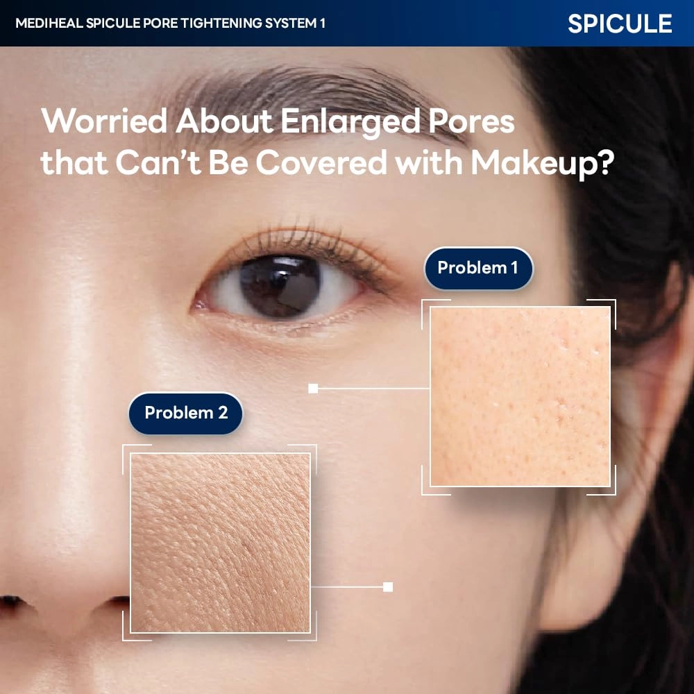 Mediheal Collagen Spicule Pore Care System 4 pcs - Serum & Gel Mask Set. 1,000 ppm Purity Spicule & Micro Collagen Included. 2-Step Pore Care System with Spicule Collagen Ampoule & Collagen Gel Mask