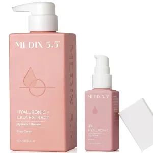 Medix 5.5 Hyaluronic Acid Body Cream Moisturizer Lotion   3% Concentrated Hyaluronic Acid Body Serum & Body Booster | 2PC Hydrating Skin Care Set
