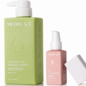 Medix 5.5 Coconut Oil   Manuka Honey Moisturizing Body Cream   3% Hyaluronic Acid Hydrating Serum Set