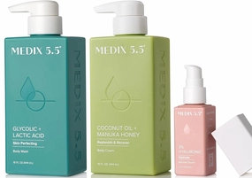 Medix 5.5 Coconut Oil   Manuka Honey Moisturizing Body Cream   Glycolic Acid   Lactic Acid Exfoliating Body Wash   3% Hyaluronic Acid Hydrating Serum Set