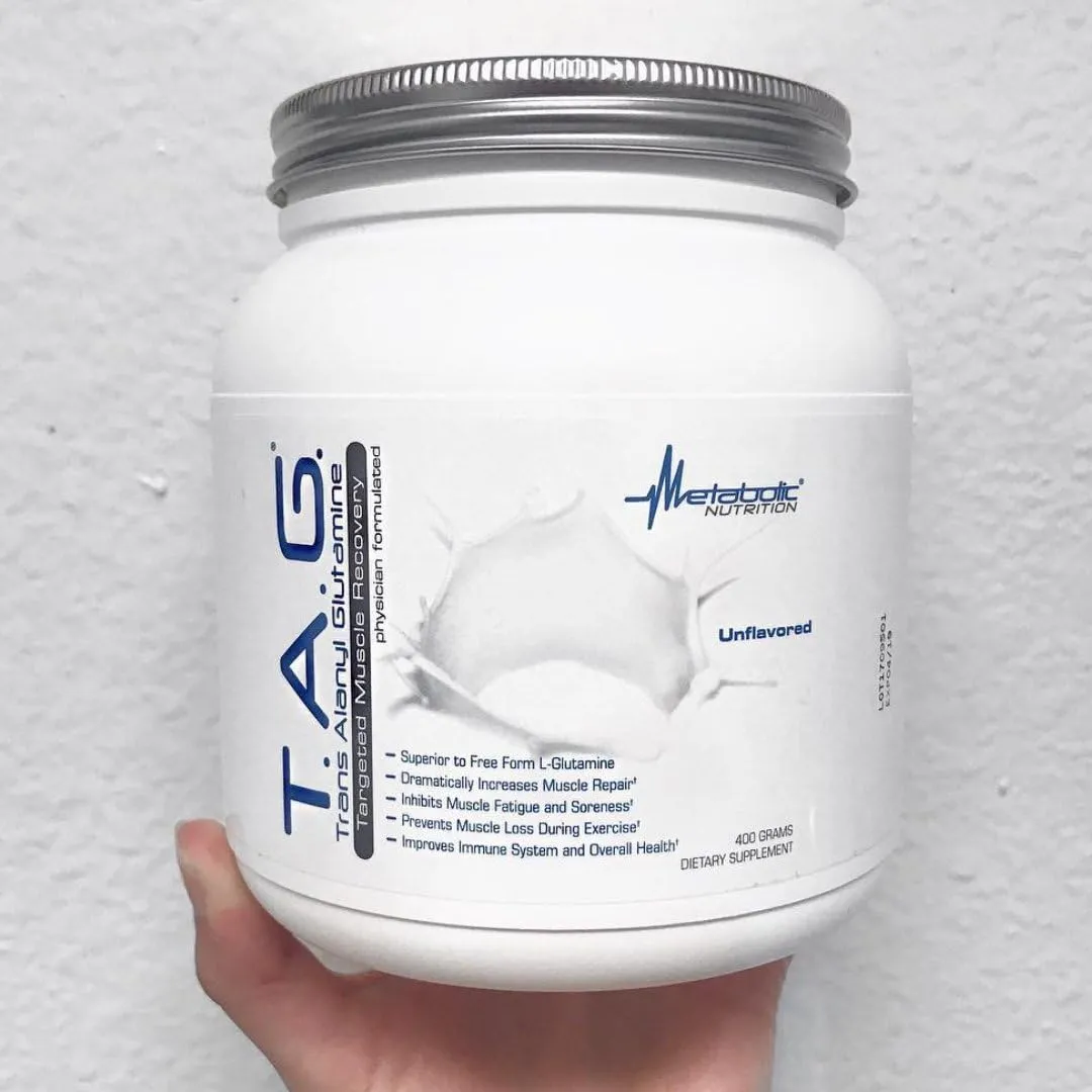 Metabolic Nutrition, TAG, Trans Alanyl Glutamine, 100% L-Glutamine Peptide Powder, Pre Intra Post Workout Supplement, 400 Grams (40 Servings) (Unflavored)