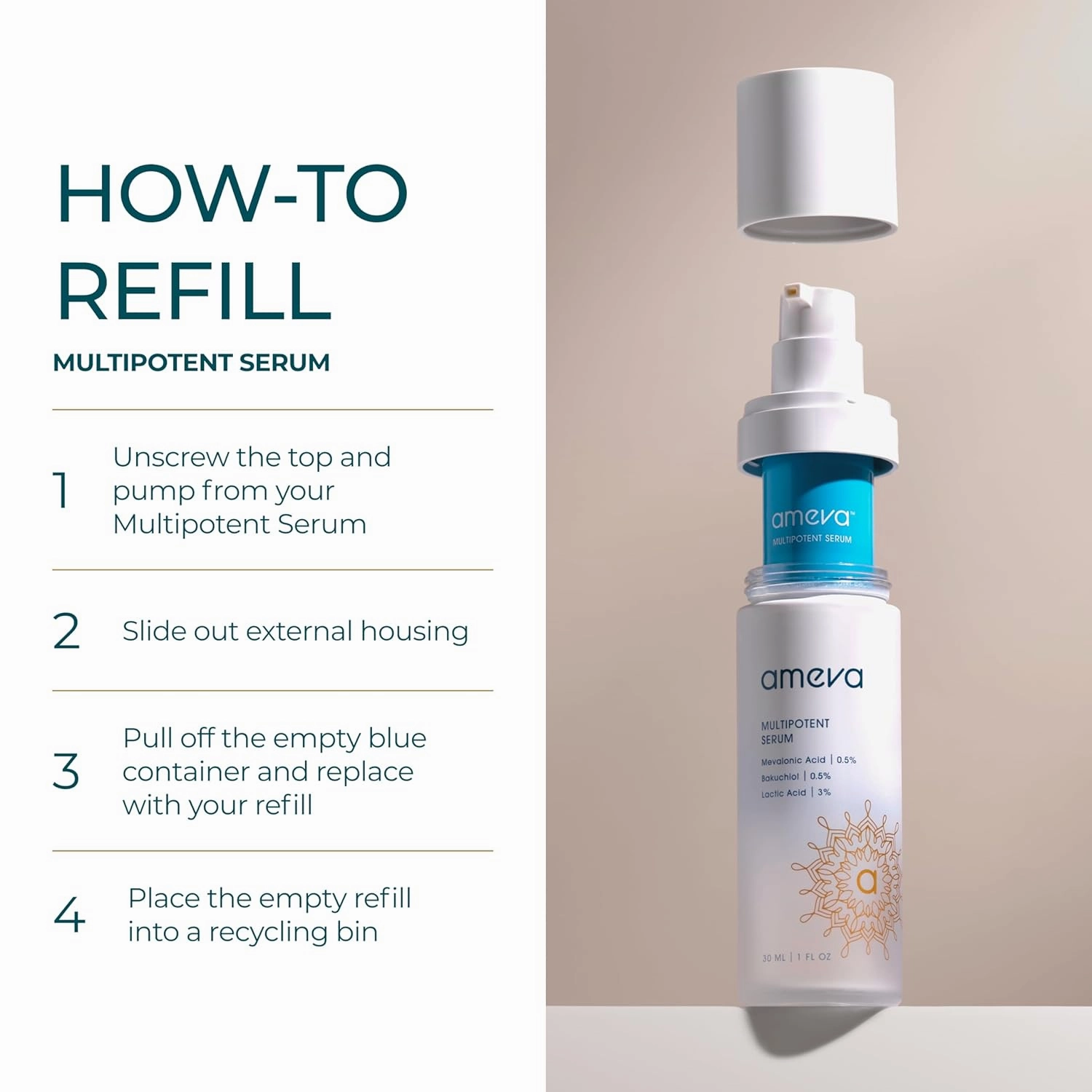 Mevalonic Acid Multipotent Serum: Plant-Based, Vegan, Boosts Collagen, Hyaluronic Acid, For Sensitive Skin, Anti-Aging, Velvety Soft, Enhances Radiance (Multipotent Serum)