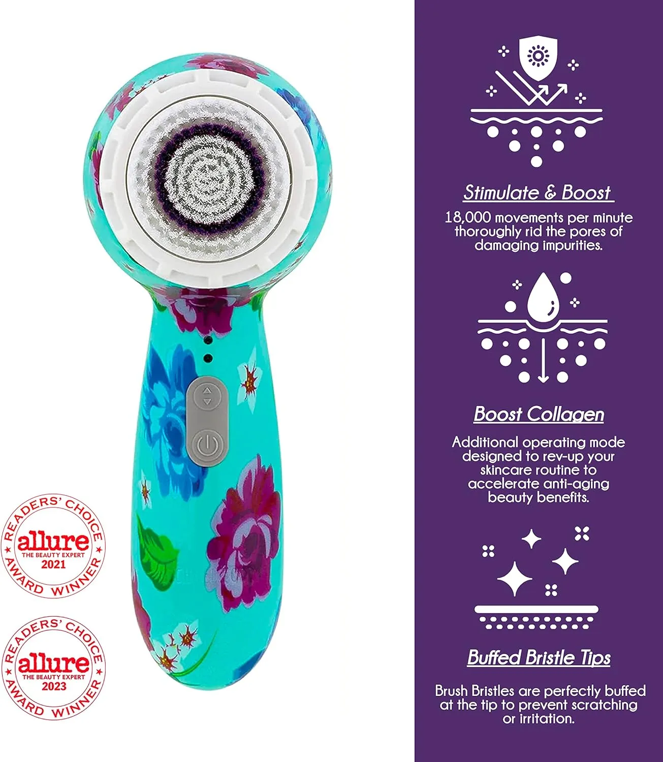 Michael Todd Beauty Soniclear Allure 2024 Best of Beauty Winner Facial Cleansing   Exfoliation Brush System with 3 speeds, Serum Infusion Head   Travel Case