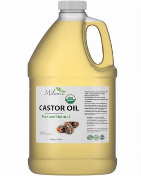 MILANIA Organic Castor Oil - (1 Gallon) 100% Pure Cold-Pressed Beauty & Skincare Serum - Eyelash & Eyebrow Hair Growth Enhancer