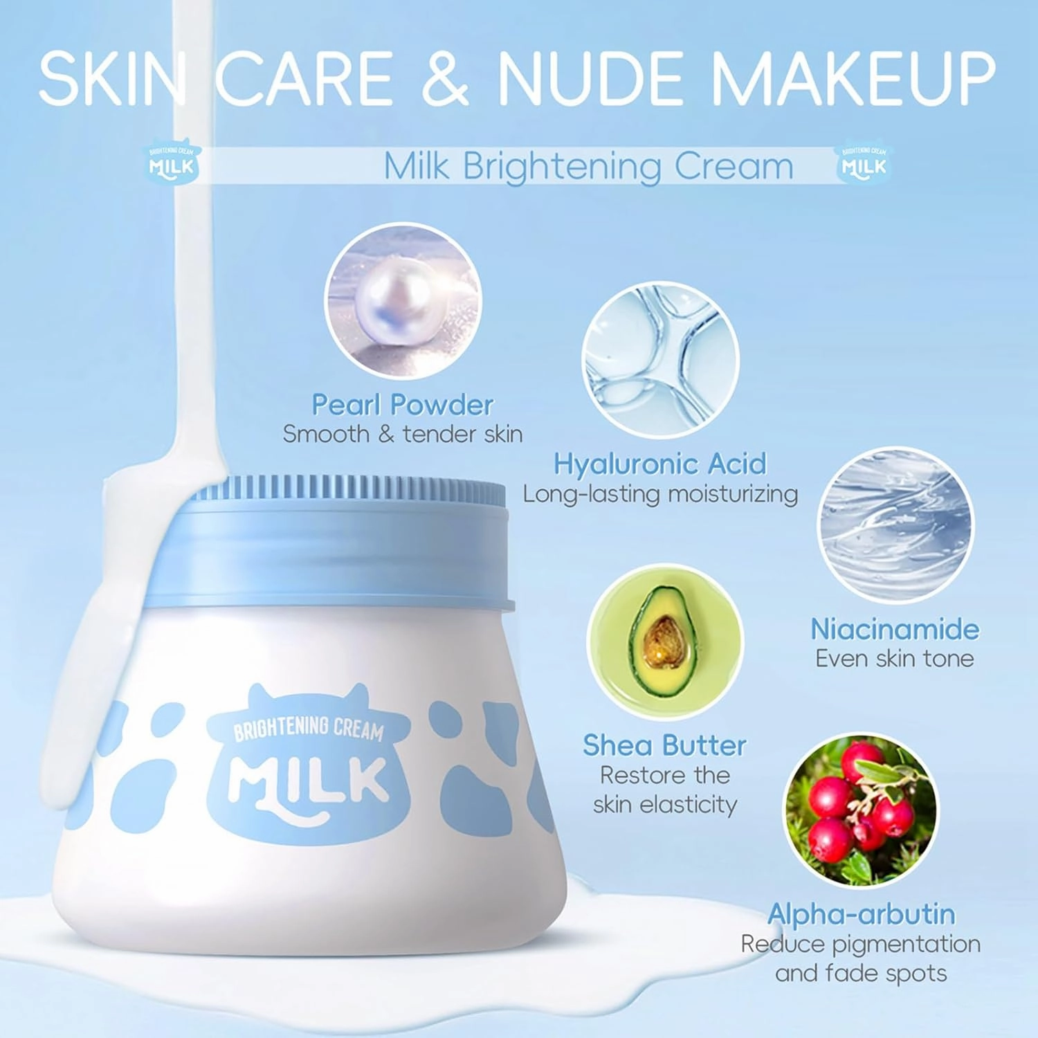 Milk Skin Care Sets&Kits,Beauty Gift Sets for Teenage Girls,Skincare Set-Cleanser,Eye Cream,Moisturizer, Sunscreen,Hand Wax,Cream,Facial Kits for Women,Deep Hydrating (One Size, Milk StyleA)