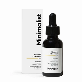 Minimalist 16% Vitamin C Face Serum (Advanced) With Vit E, & Ferulic Acid For Glowing Skin | Advanced Brightening Formula With Power of Vit C & E, Ferulic Acid & Fullerenes