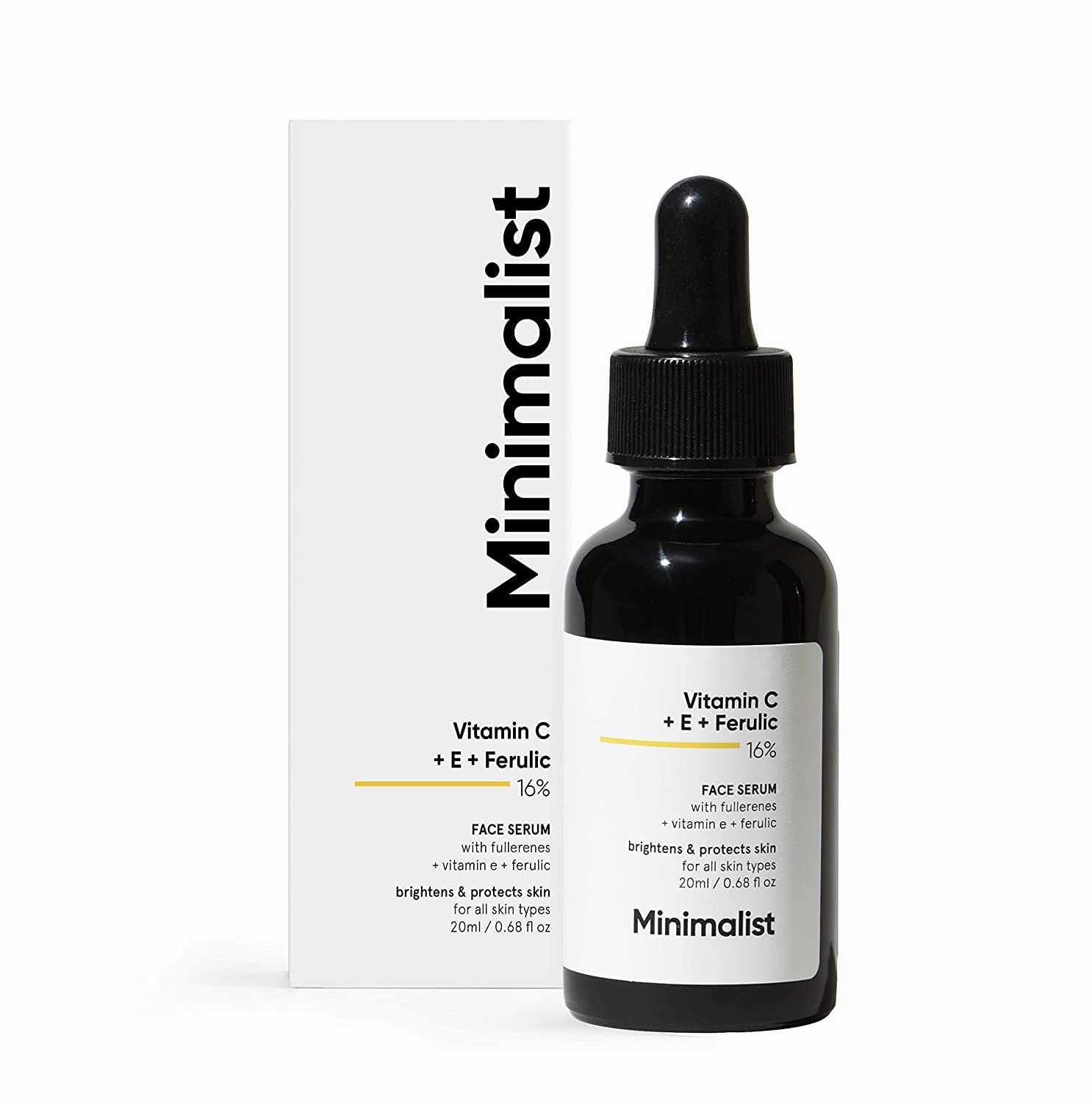 Minimalist 16% Vitamin C Face Serum (Advanced) With Vit E, & Ferulic Acid For Glowing Skin | Advanced Brightening Formula With Power of Vit C & E, Ferulic Acid & Fullerenes