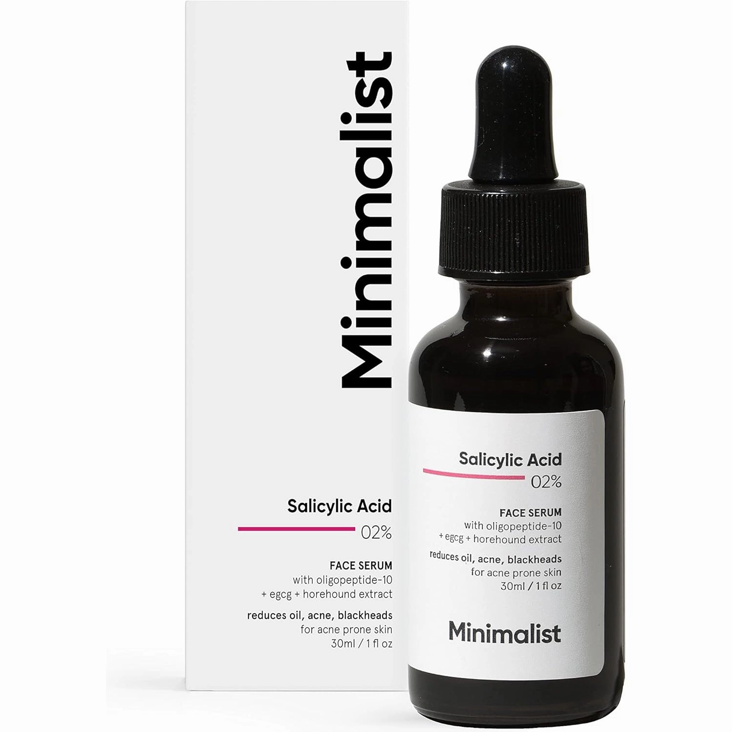 Minimalist 2% Salicylic Acid Serum For Oily Skin | Helps With Open Pores, Breakouts, Blackheads & Bumpy Texture | BHA Based Exfoliant for Oily Skin | 30ml