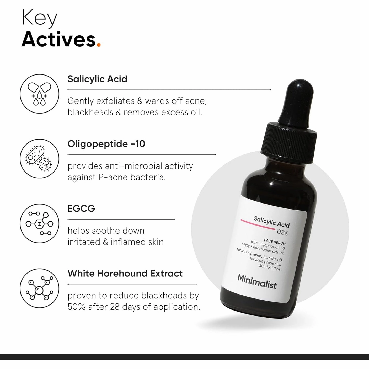 Minimalist 2% Salicylic Acid Serum For Oily Skin | Helps With Open Pores, Breakouts, Blackheads & Bumpy Texture | BHA Based Exfoliant for Oily Skin | 30ml