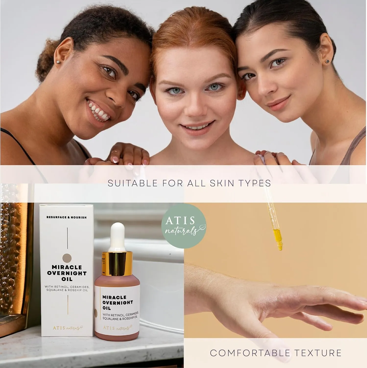 Miracle Overnight Retinol & Squalane Oil with Ceramides & Rosehip Oil for Face - Potent Anti Aging Face Serum to Reduce Fine Lines & Wrinkles | Gua Sha Oil, Retinol Serum