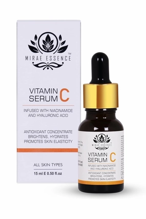 Mirae. Essence Vitamin C Face Serum 15ml | With Niacinamide & Hyaluronic Acid | Brightening & Hydrating | Fades Dark Spots & Pigmentation | Anti-Aging Glow for Men & Women