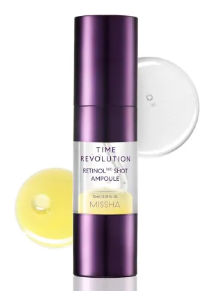 MISSHA Time Revolution Night Repair Retinol Intensive Ampoule 0.33 Fl oz - Advanced Korean Facial Serum for Skin Barrier Strengthening, Improved Elasticity, Radiance, Overnight Moisturization