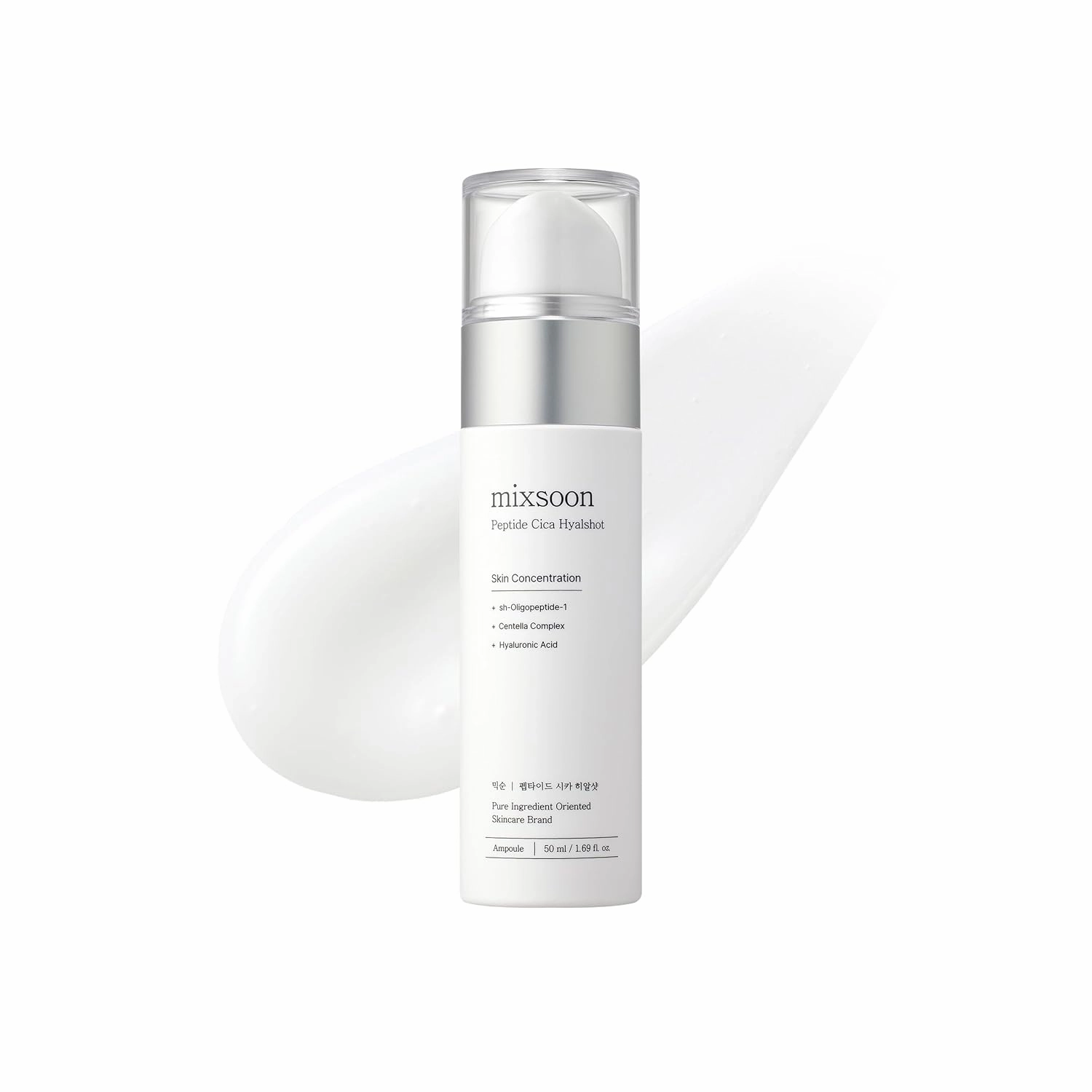 mixsoon Peptide Cica Hyal-Shot Hyaluronic Acid Serum EGF & Adenosine Moisturizing korean Skincare Serum 1.69 fl.oz/50ml