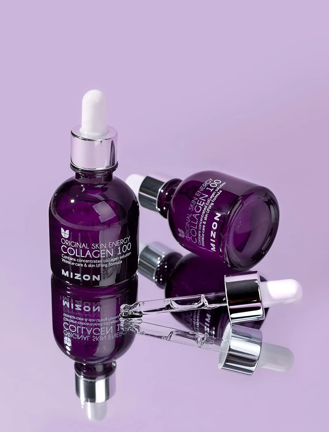 MIZON Collagen 100 Korean Ampoule with Concentrated Marine Collagen Elasticity Booster Serum Peptides Deep Hydration (1.01 fl. oz)