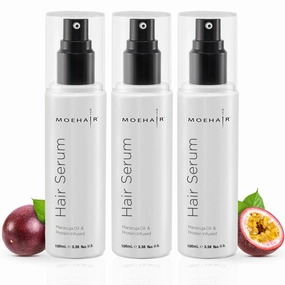 MOEHAIR Anti-Frizz Hair Serum (3.38 Fl. Oz, Pack of 3) | Maracuja Oil and Protein-Infused | Hair Serum for Frizzy Hair | Hair Smoothing Serum For Frizz-Free and Smooth Hair | Sulfate and Paraben-Free