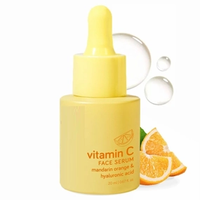 Mood'y Vitamin C Face Serum for Glowing Skin, Brightening & Hydrating | Mandarin Orange & Hyaluronic Acid | Vegan & Cruelty Free | Radiant and Supple Skin | Reduces Dark Spots and Pigmentation, 20ml