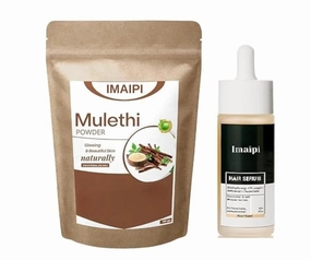 Mulethi Powder for Face 100g and Hair Growth Serum 30ml set , Natural Skin Care