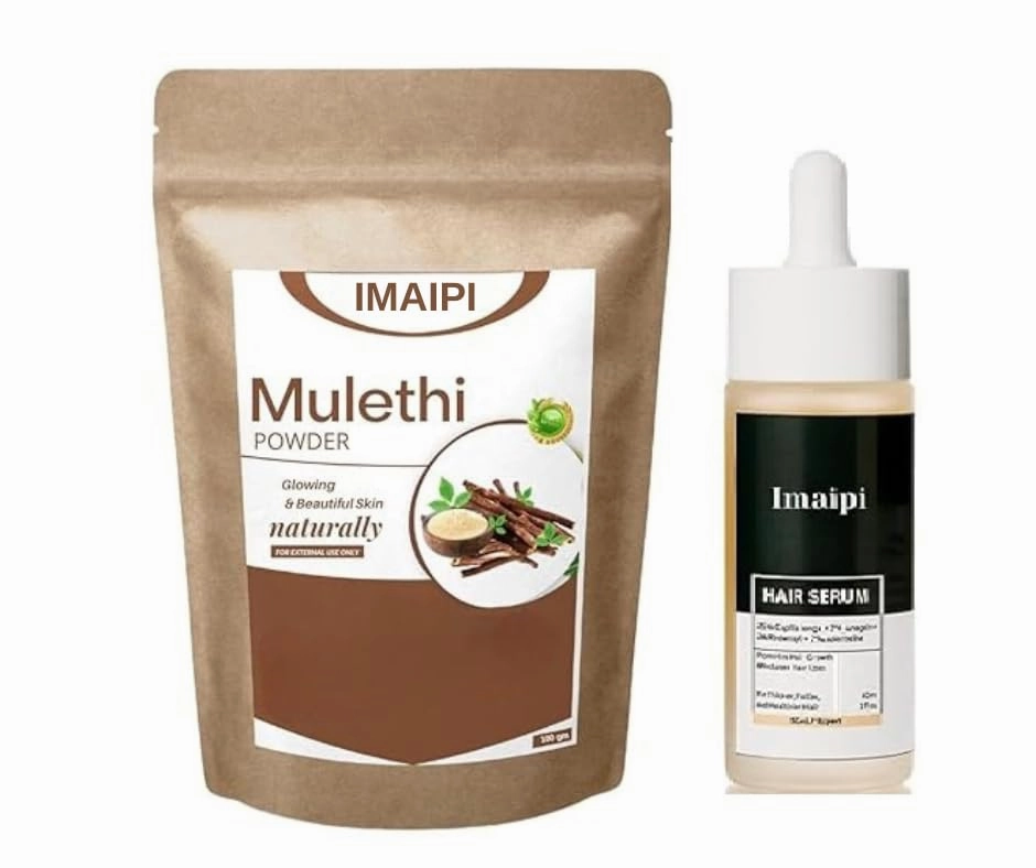 Mulethi Powder for Face 100g and Hair Growth Serum 30ml set , Natural Skin Care