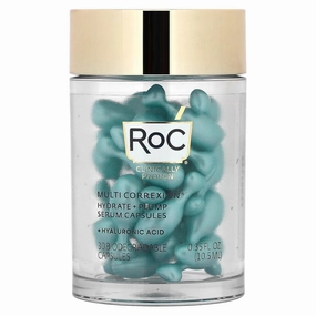 Multi Correxion, Hydrate   Plump, Night Serum Capsules, Fragrance-Free, 30 Biodegradable Capsules, RoC Y