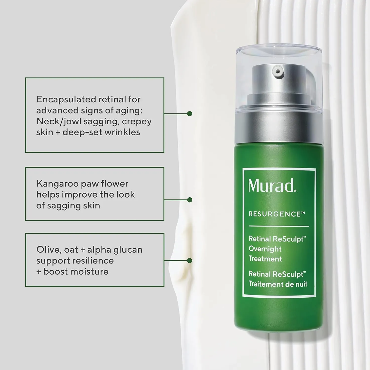 Murad Retinal ReSculpt Overnight Treatment - Resurgence Anti-Aging Serum for Lines and Wrinkles – Encapsulated Vitamin A Skin Care for Smoothing, Firming and Lifting Face and Neck