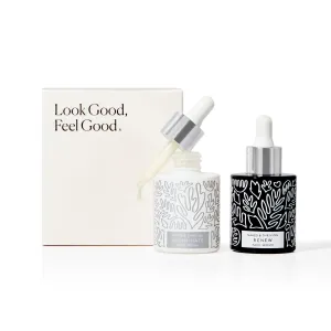 Naked & Thriving Wrinkle-Fighter Set, Includes Renew Resurfacing Night Serum (30 mL) & Illuminate C  Serum (30 mL), Clinical Results, Dermatologist Loved, Hylauronic Acid & Bakuchiol (Set of 2)