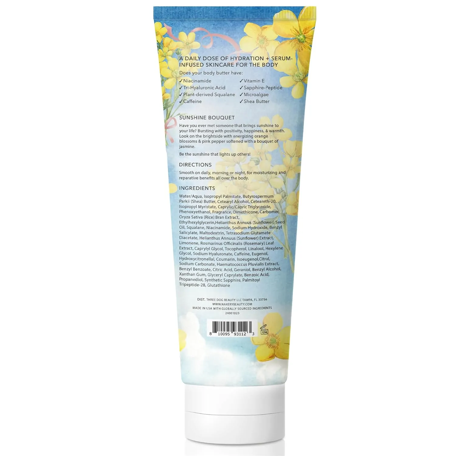 Nakery Body Butter Anti Aging Moisturizer - Body Cream Skin Tightening Cream & Neck Firming Cream, Moisturizing Cream & Neck Tightening Cream for Body & Face Cream for Dry Skin 300m (Sunshine Bouquet)