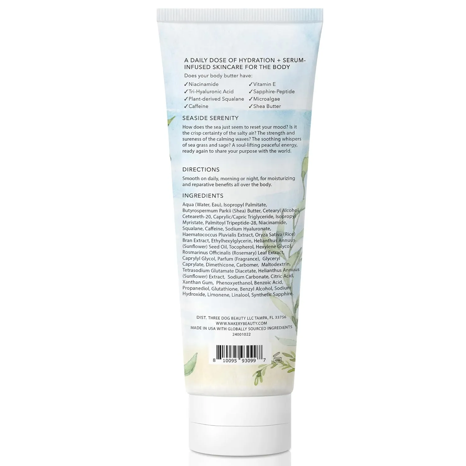 NAKERY Body Butter Anti Aging Moisturizer - Body Cream Skin Tightening Cream & Neck Firming Cream, Moisturizing Cream & Neck Tightening Cream for Body & Face Cream for Dry Skin 300ml(Seaside Serenity)