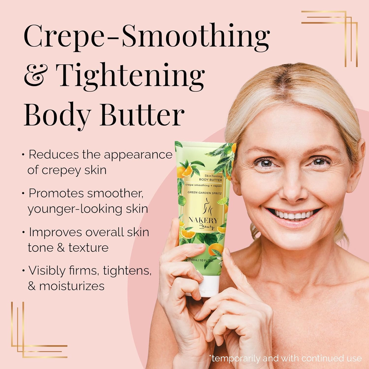 Nakery Body Butter Anti Aging Moisturizer - Body Cream Skin Tightening Cream & Neck Firming Cream, Moisturizing Cream & Neck Tightening Cream for Body & Face Cream for Dry Skin 300ml (Green Garden)