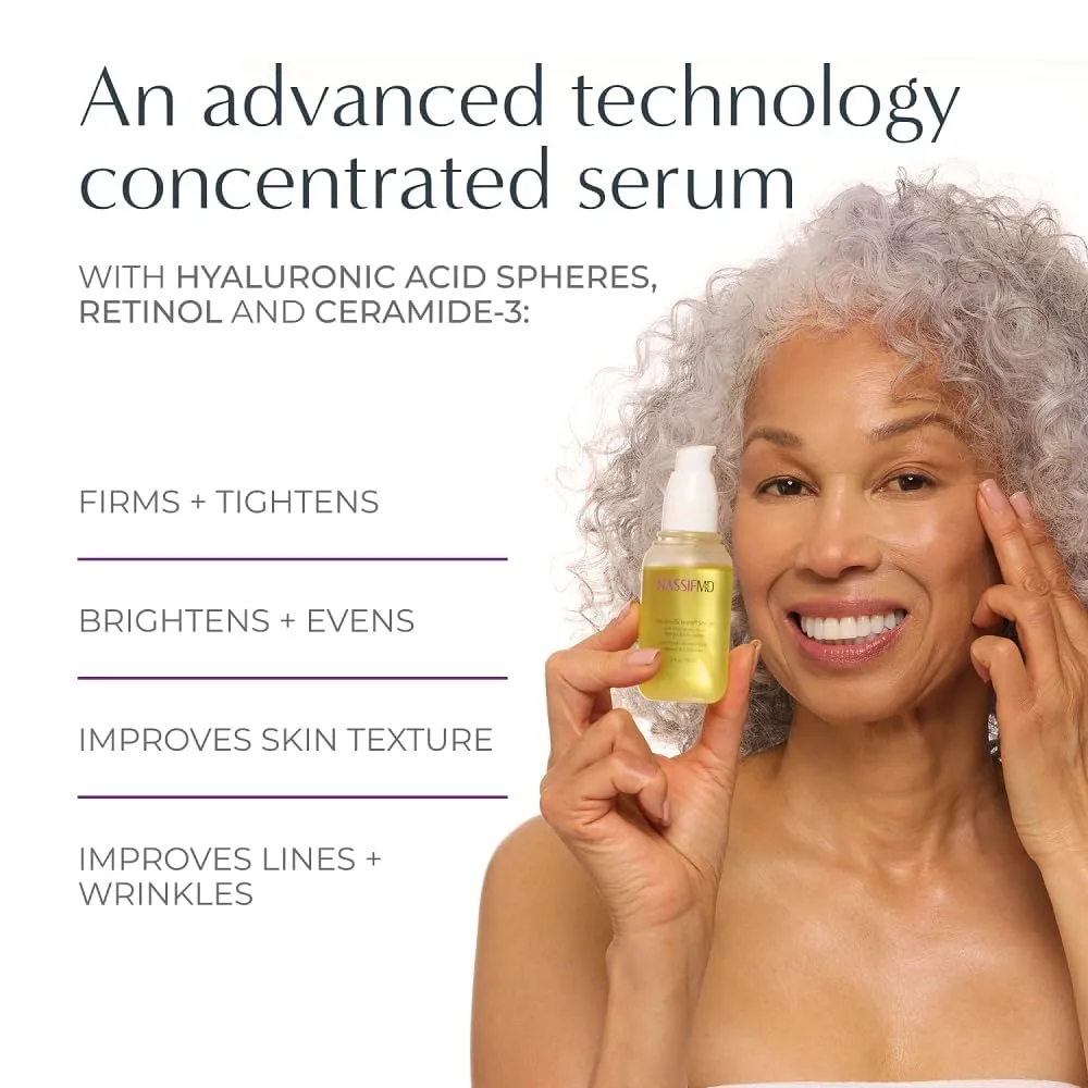 NassifMD Hydro-Screen Hydrating Serum with Hyaluronic Acid & Ceramides – Lightweight, Fast-Absorbing Formula for Smooth, Plump, Moisturized Skin – Ideal for Dry or Sensitive Skin