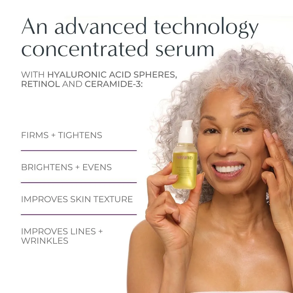 NassifMD Hydro-Screen Hydrating Serum with Hyaluronic Acid & Ceramides – Lightweight, Fast-Absorbing Formula for Smooth, Plump, Moisturized Skin – Ideal for Dry or Sensitive Skin