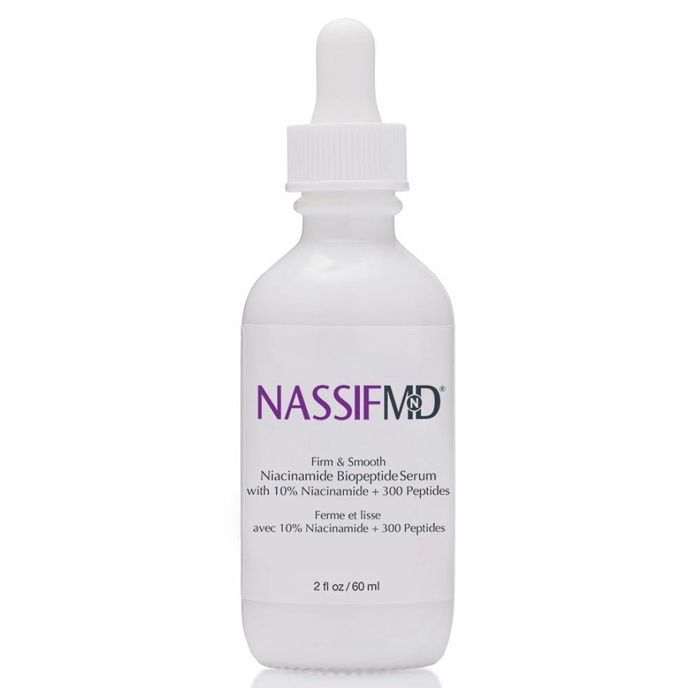 NassifMD Niacinamide Serum 10% with Cranberry Biopeptides and Ectoin, Brightening and Hydrating Vitamin B3 Face Serum, Evens Tone, Smooths Texture, Reduces Fine Lines, Boosts Radiance