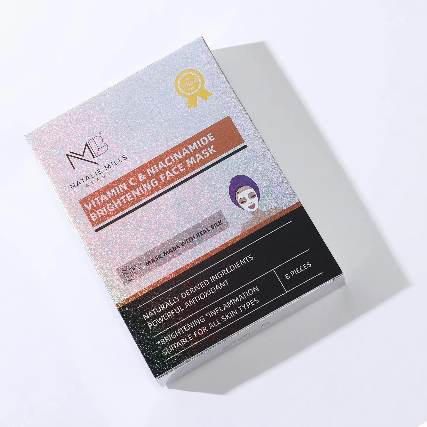 Natalie Mills Vitamin C & Niacinamide Brightening Anti-Aging SILK Face Mask - 8pcs