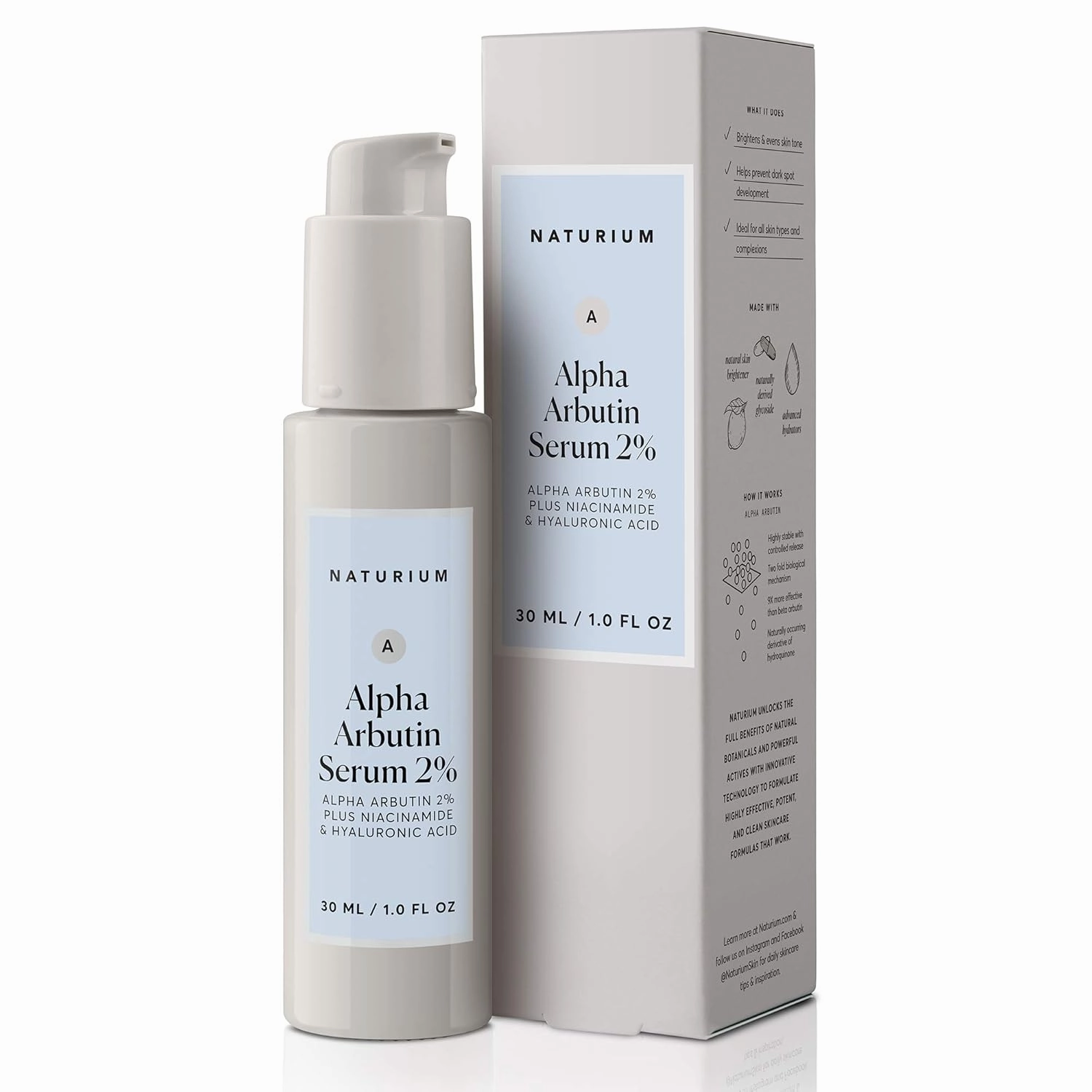 Naturium Alpha Arbutin Serum 2% with Alpha Arbutin, Niacinamide & Lemon, Face & Skin Care, 1 oz