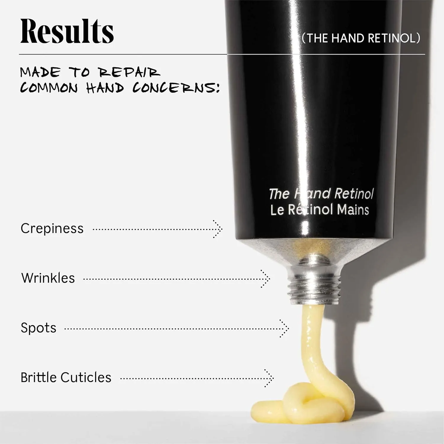Nécessaire The Hand Retinol. Anti-Age Repair Serum. For Crepiness, Wrinkles, Spots, Brittle Cuticles. 0.25% Pure Retinol. 5% AHA. Dermatologist-Tested. Hypoallergenic. Non-Comedogenic.