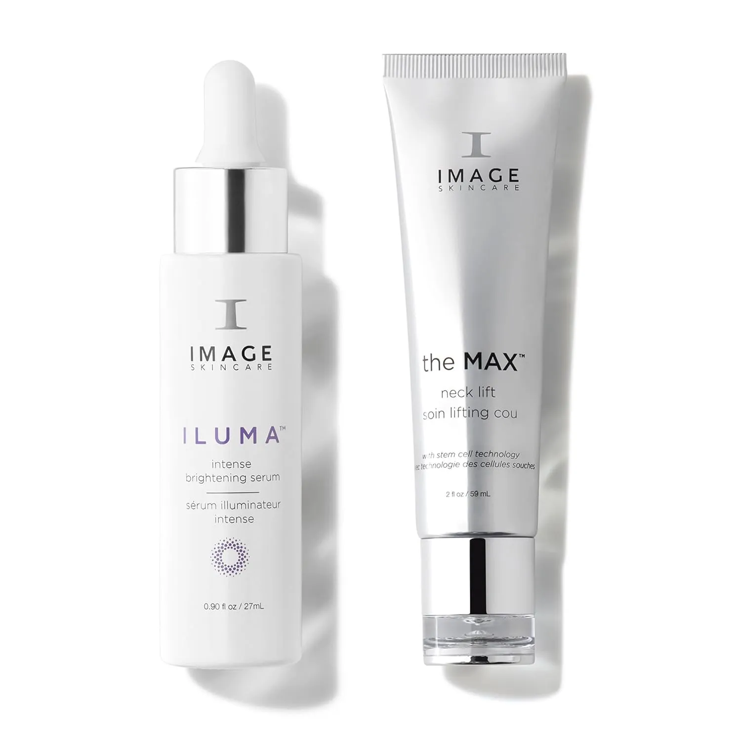 Neck Perfector Power Duo, ILUMA Intense Brightening Serum with the MAX Neck Lift Firming Cream for Fine Lines, by IMAGE Skincare