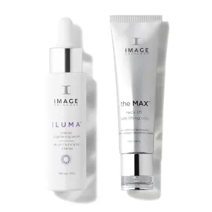 Neck Perfector Power Duo, ILUMA Intense Brightening Serum with the MAX Neck Lift Firming Cream for Fine Lines, by IMAGE Skincare