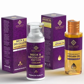 Neck Firming Cream (3.38 oz)   Argan Oil (4 oz) Bundle - Advanced Formula for Tightening & Lifting Sagging Skin   Moroccan Oil for Hair Treatment for Dry Damaged Hair