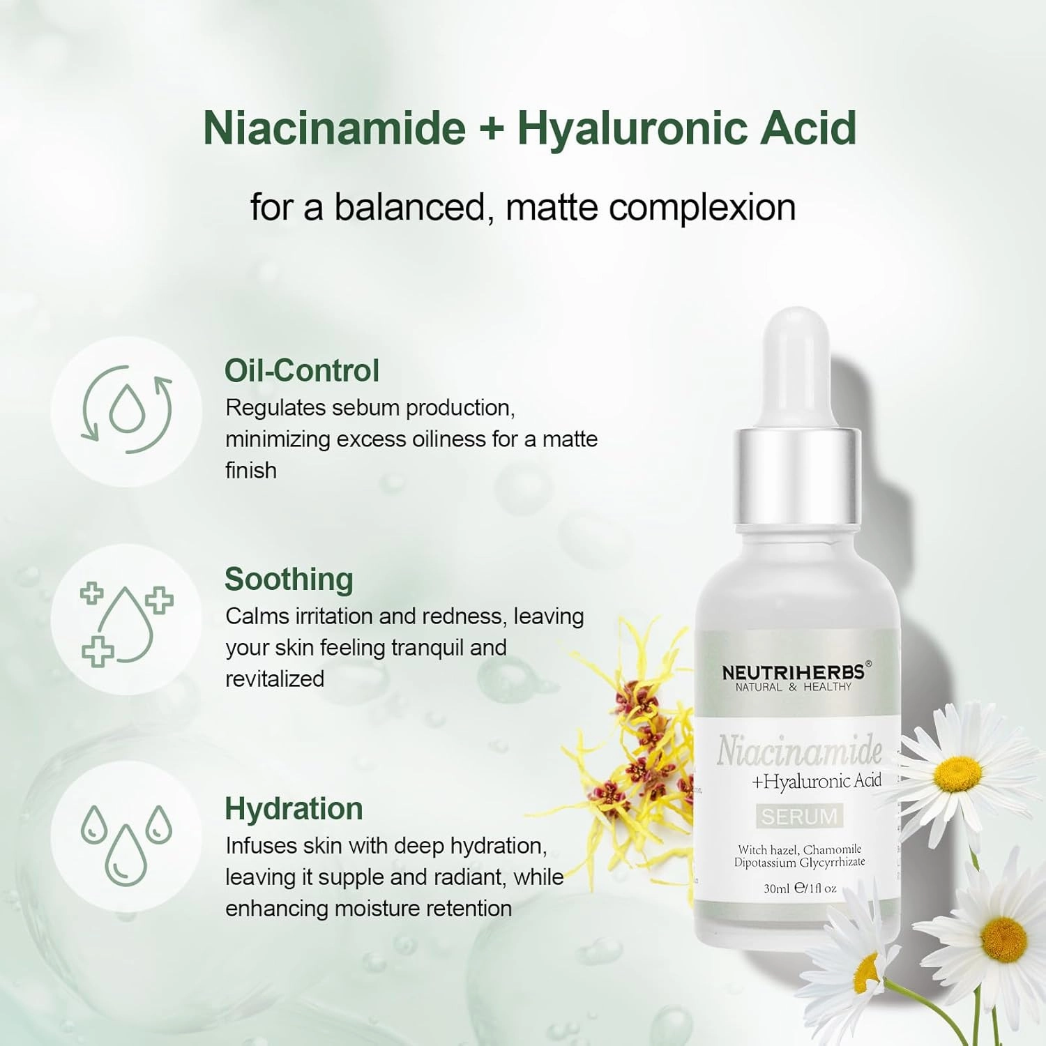 Neutriherbs 5% Niacinamide Serum for Face the Ordinary   HA,Effectively Work to Control Excess Facial Oil, Minimize the Pores and Prevent Breakouts, Best Niacinamide Serum For Oily Skin