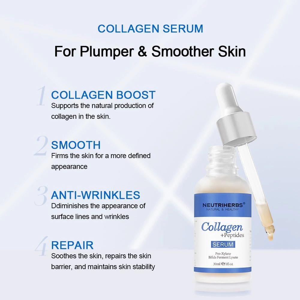 Neutriherbs Collagen Peptide Serum, Collagen Booster To Firm, Lift Facial Skin, Anti Aging Serum Helps Reduce Fine Lines & Wrinkles,Improve Skin Elasticity - 1fl oz