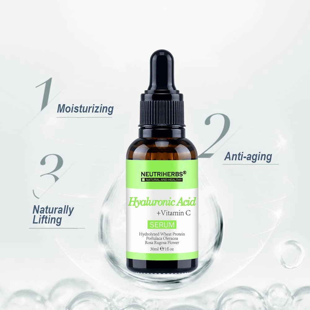 Neutriherbs Hyaluronic Acid Serum, Lightweight/Rapidly Hydrate Skin, Daily Facial Serum Improve Oily, Dehydrated, Acne-Prone Skin - 30ml / 1fl Oz