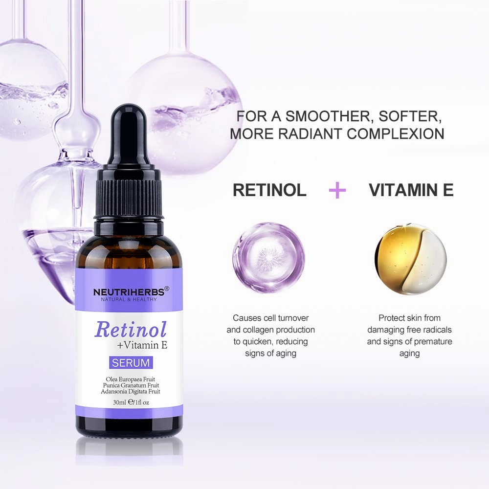 Neutriherbs Retinol Serum for face, Anti Aging Night Serum, Smooth Wrinkle and Fine Lines, Repair Hyaluronic Acid Antioxidant Facial Serum - 30ml/1fl oz