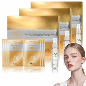 New Instant Skin Essence Collagen Set, Spiral Peptide Deer Bone Collagen Essence Kit, for Reduce Fine Lines & Wrinkles, Restores Firmness, Hydrates (3)