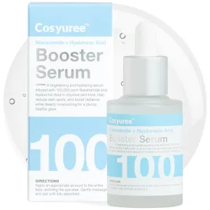 Niacinamide Hyaluronic Acid Booster Serum by Cosyuree – 100,000ppm Brightening & Hydrating Formula, Even Toning, Radiance-Boosting for Plumper, Smoother Skin, Fragrance-Free, 30ml (1.01 fl oz)